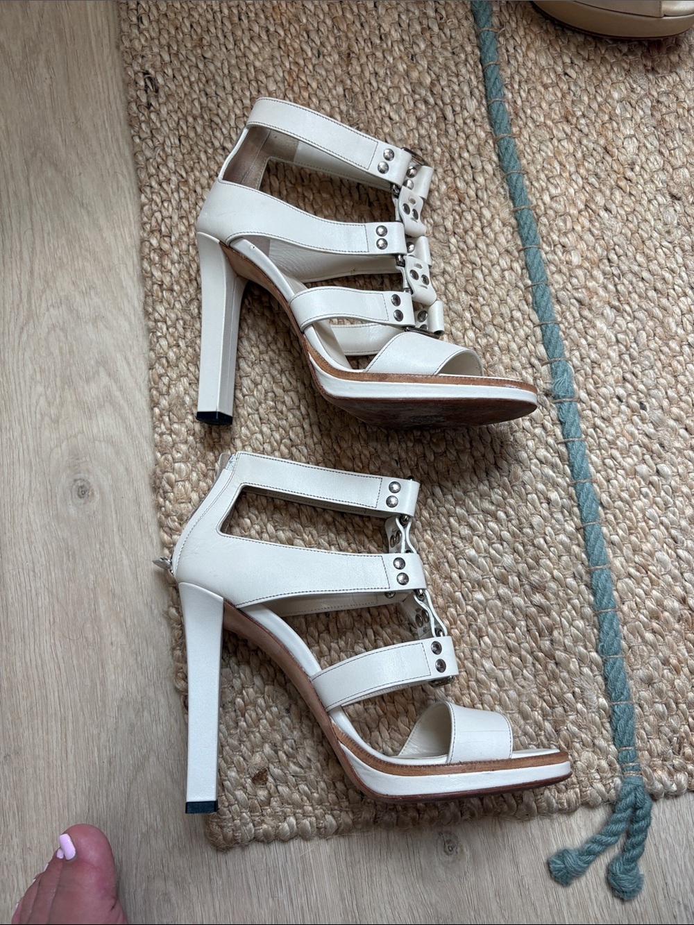 Gucci Cream Multi-Strap High Heel Sandals